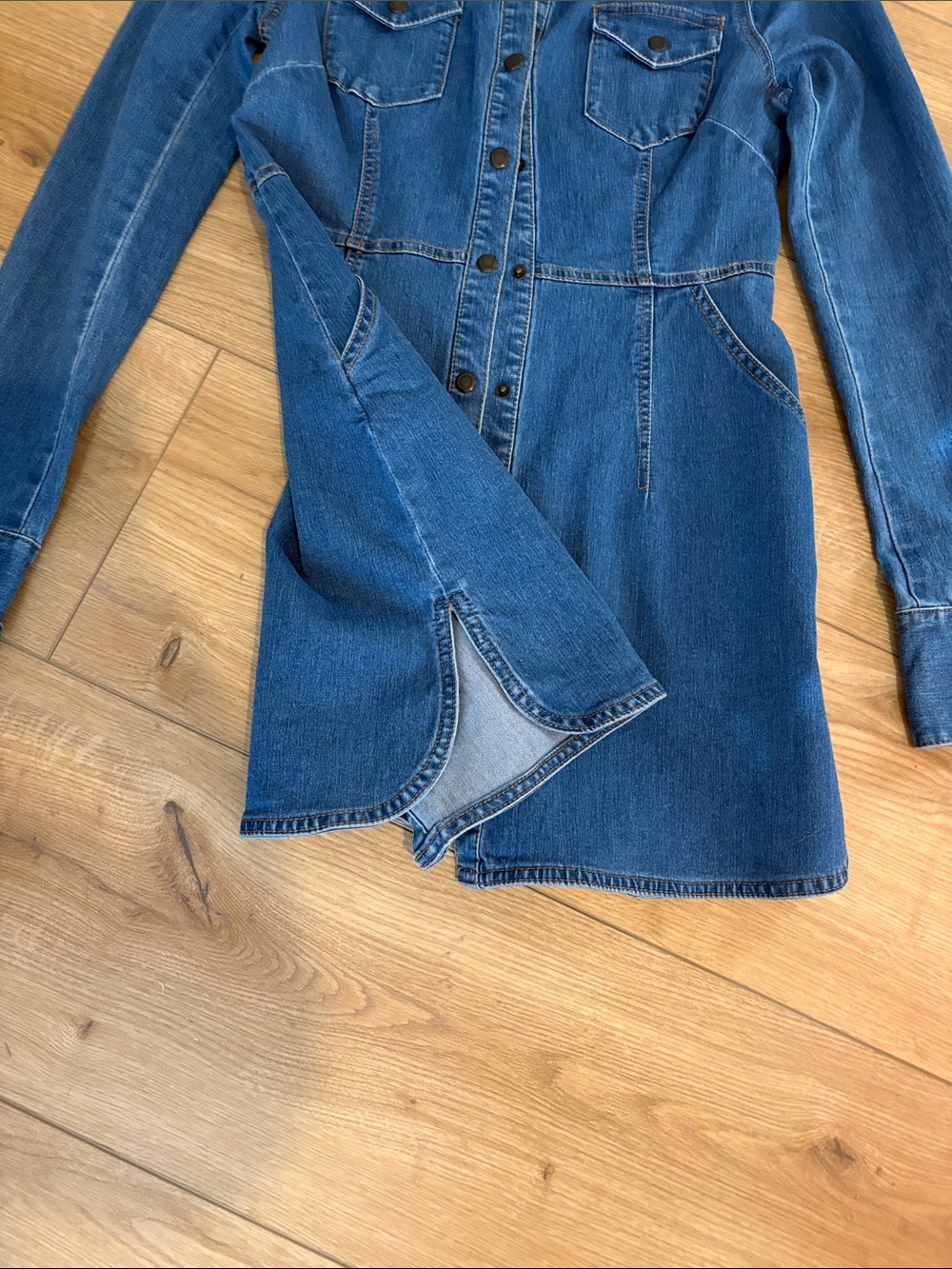 Free People Denim Shirt Dress - Long Sleeve size small - Picture 3 of 3